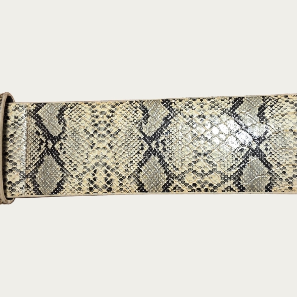 Vintage Vegan Maximalist Statement Piece Snakeskin Print Belt 27" - 31" - Picture 7 of 13